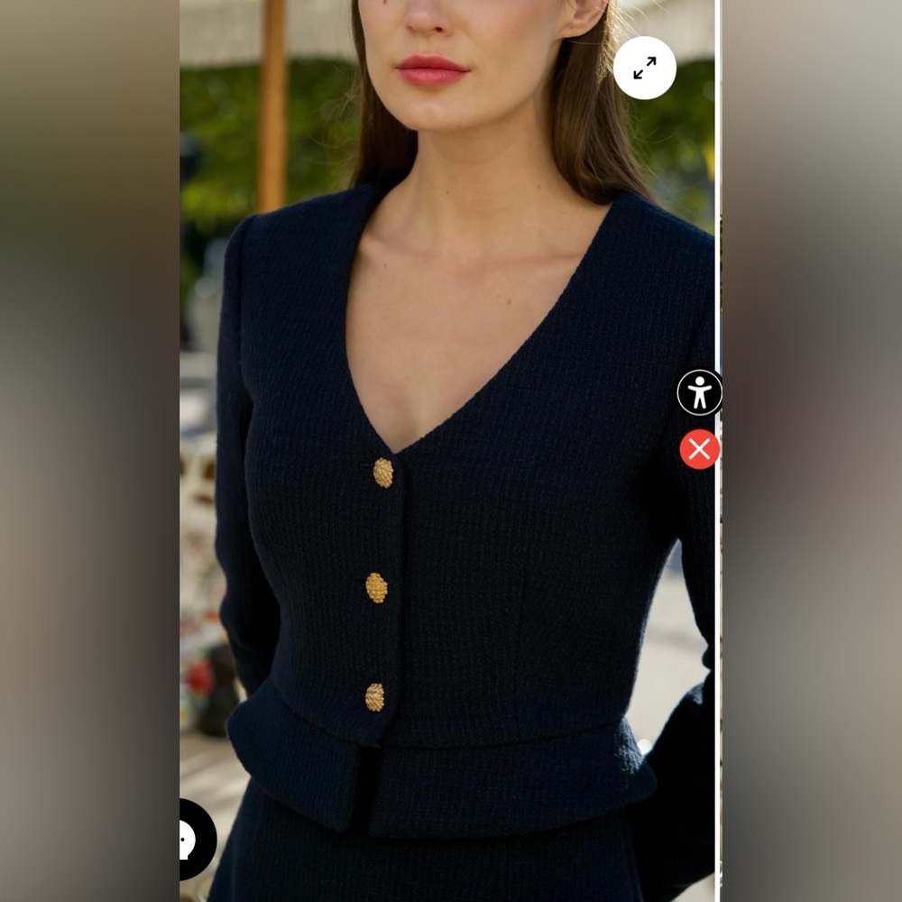 Gaala  Paris Milana Cotton Tweed Two Piece. New size 36 set . Color Navy Blue - Picture 7 of 16